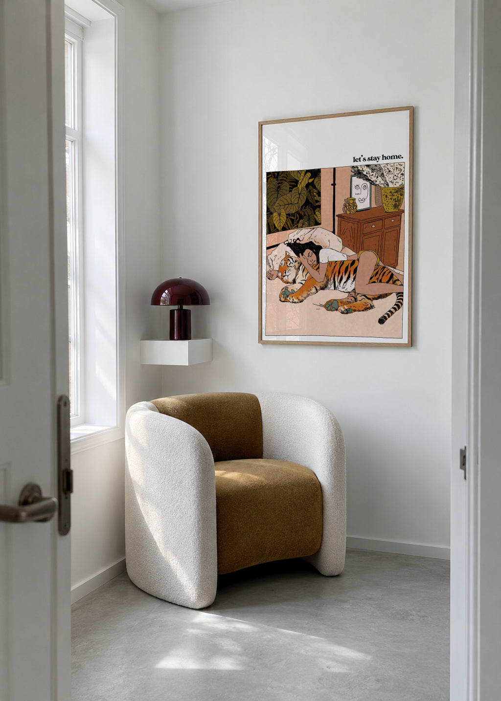 Let's stay home I - Framed poster in an interior