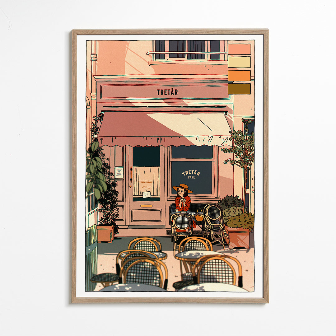 Kökskonst med bistroterrass och stolar