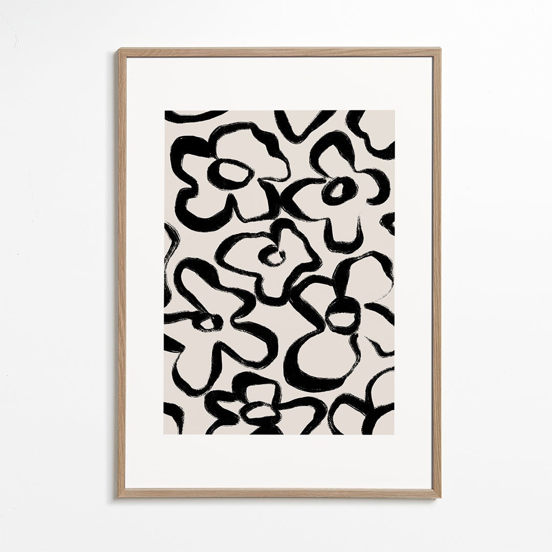 Botanisk poster med svarta blomstreck