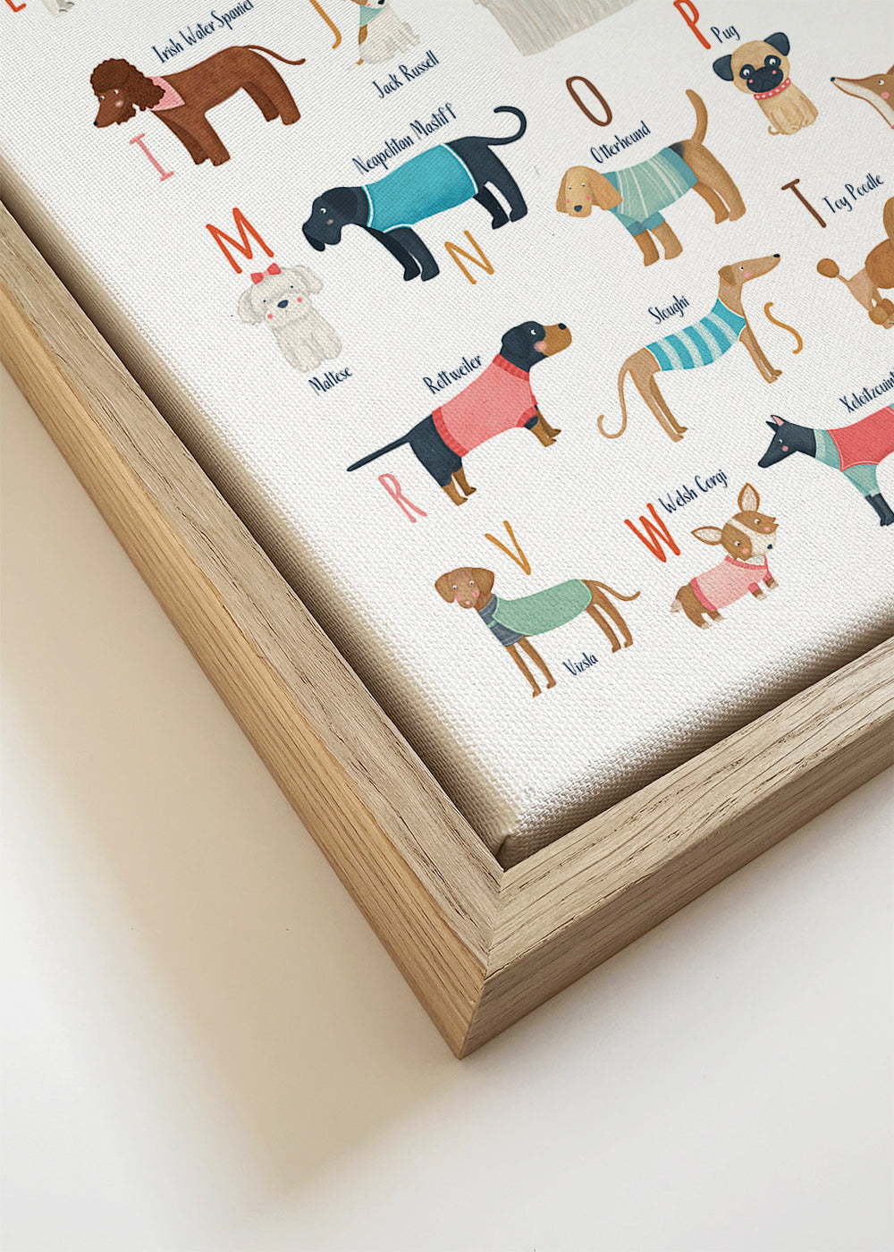 Illustration alfabet med hundar