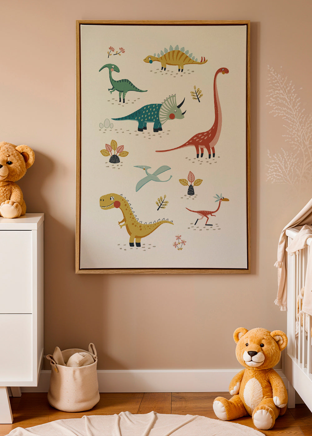 Barnposter med lekfulla dinosaurier