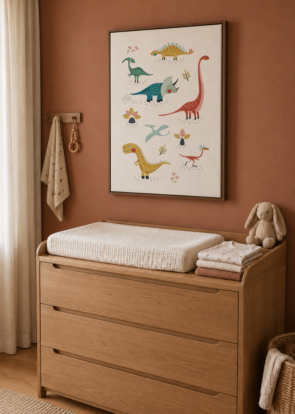 Dinosaurs kids print - Framed canvas in an interior