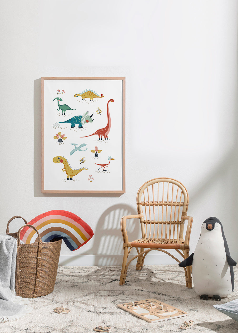 Barnposter med lekfulla dinosaurier