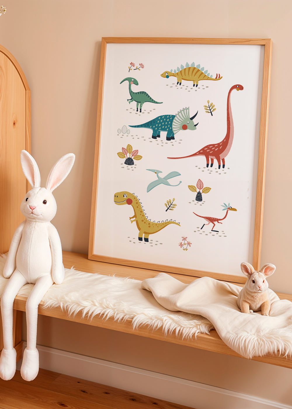 Barnposter med lekfulla dinosaurier