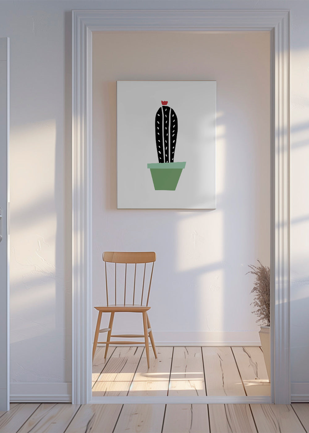 Botanisk poster: minimalistisk kaktus i kruka