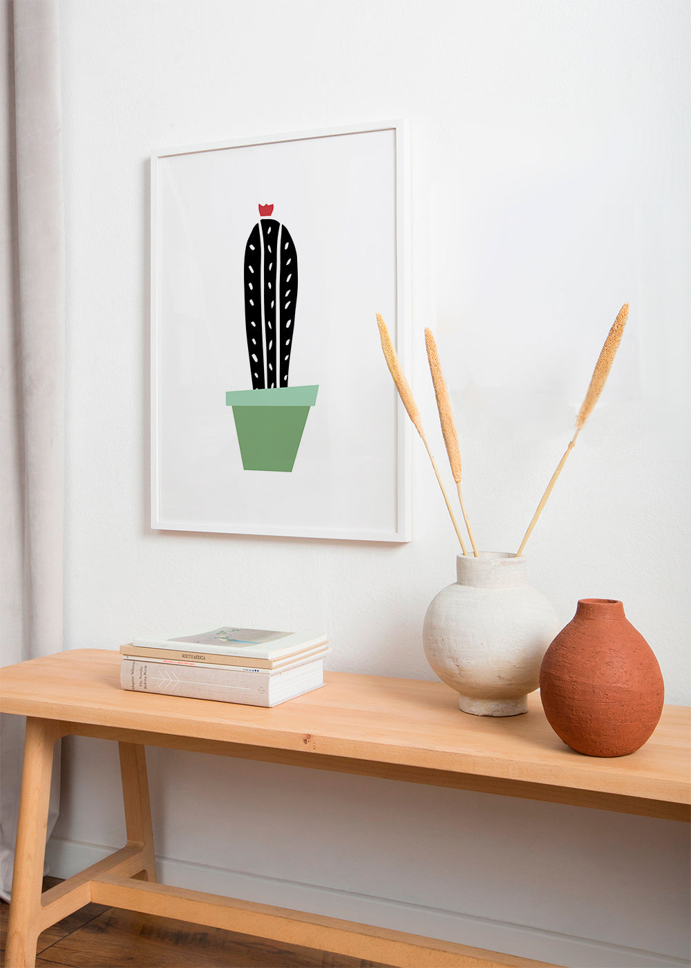 Botanisk poster: minimalistisk kaktus i kruka
