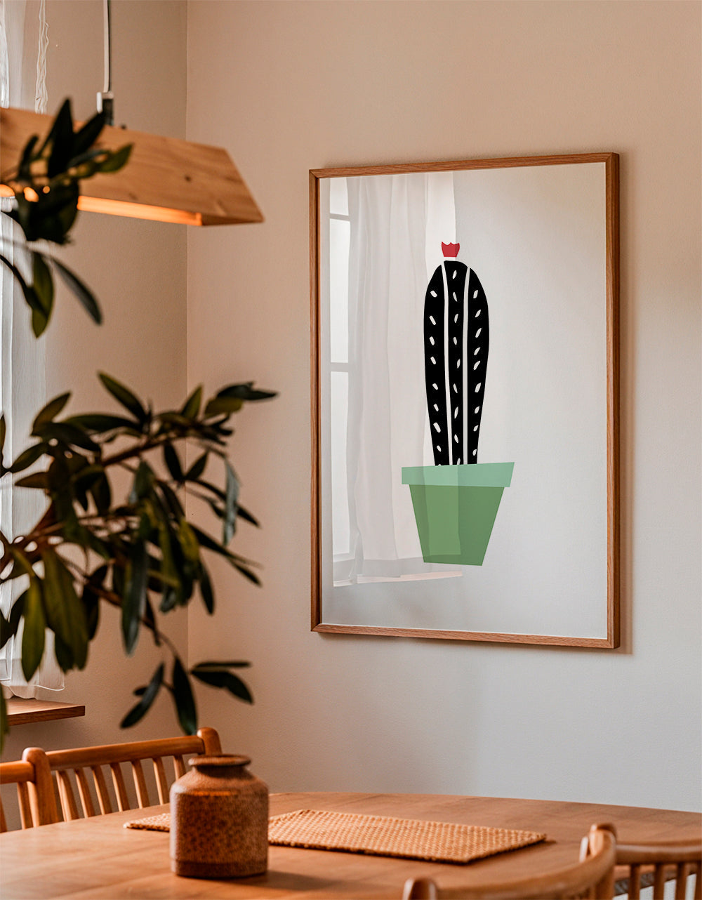 Botanisk poster: minimalistisk kaktus i kruka