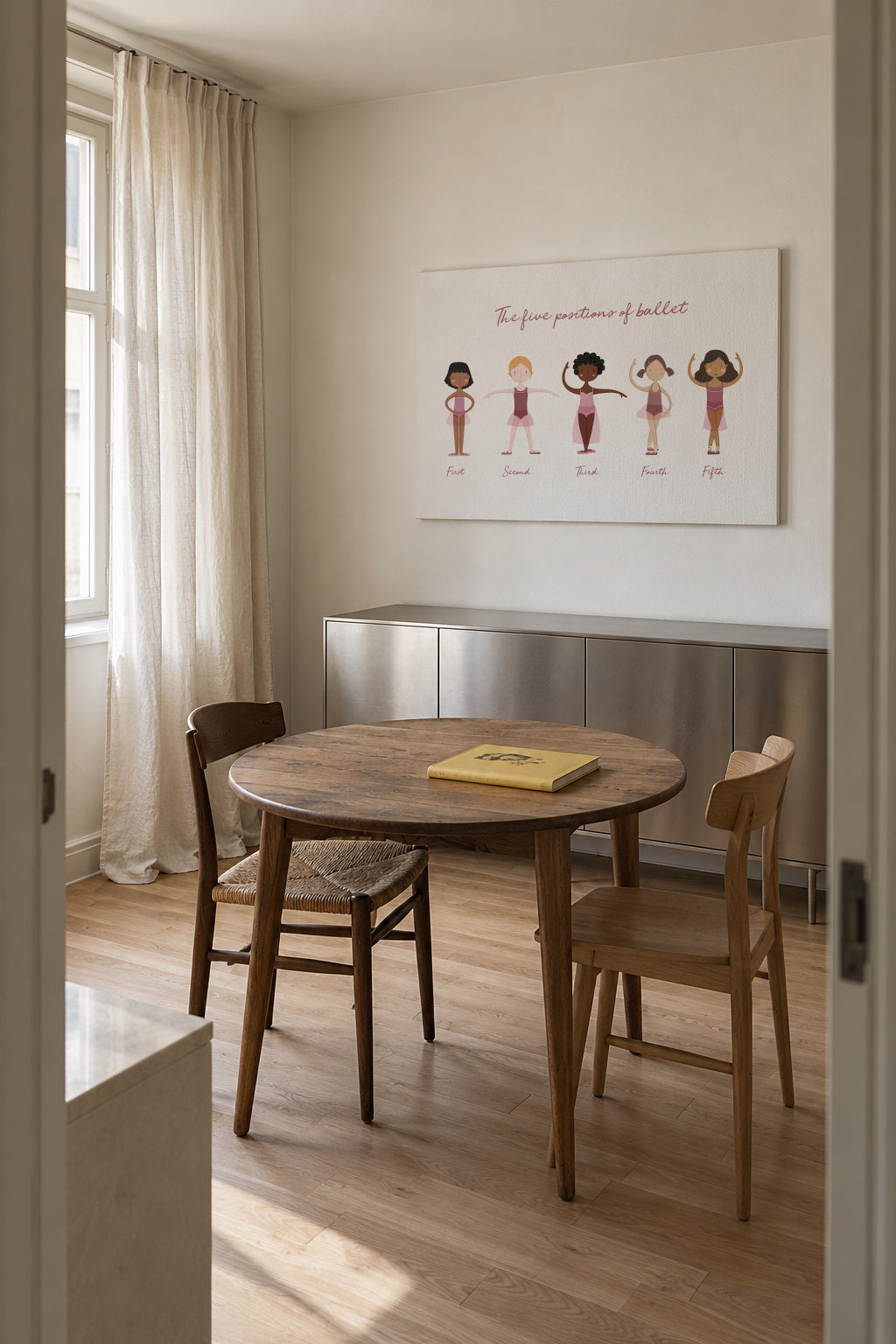 Las 5 posiciones de ballet (lila) - Unframed canvas in an interior
