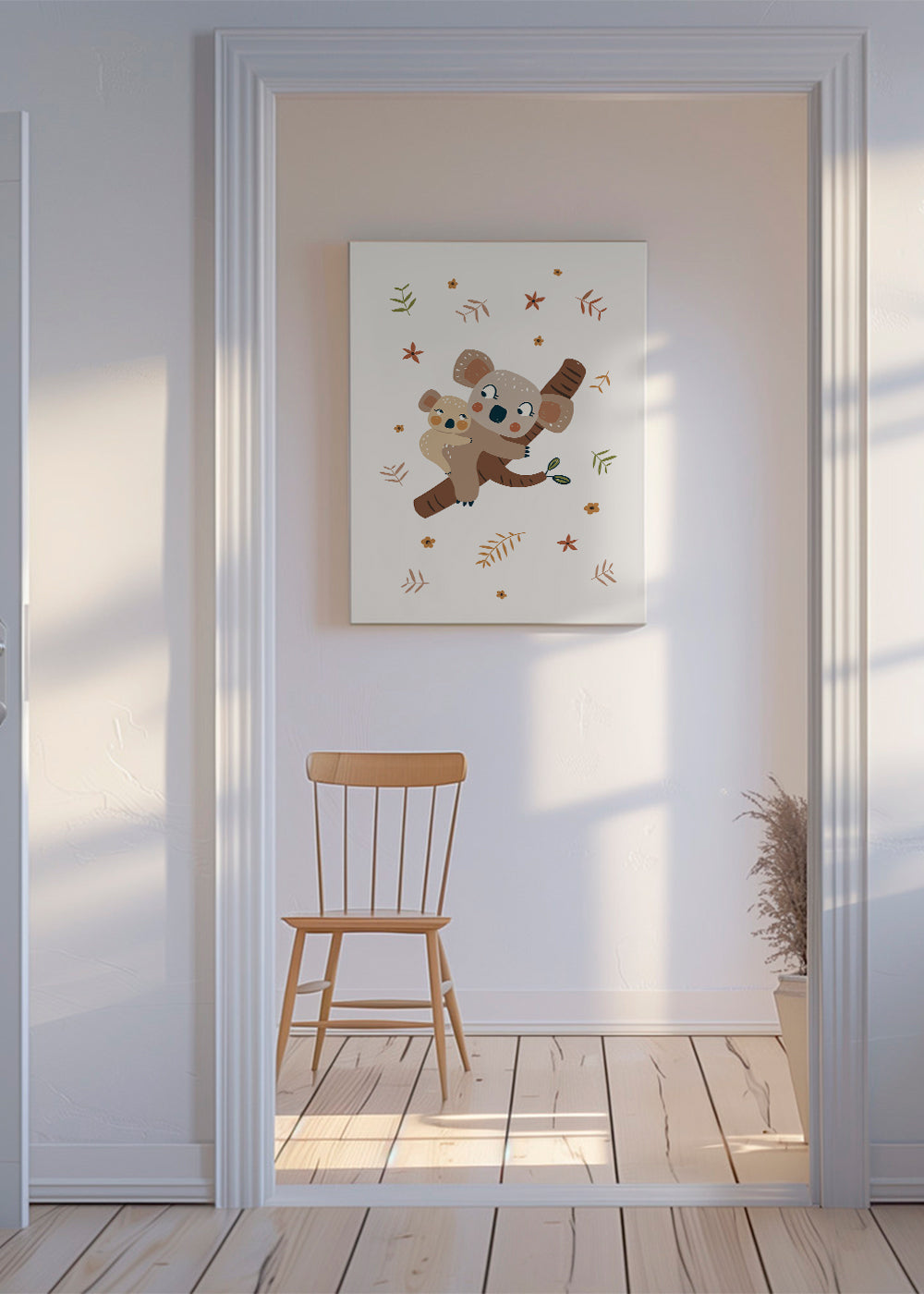 Barnposter med koalamamma och bebis