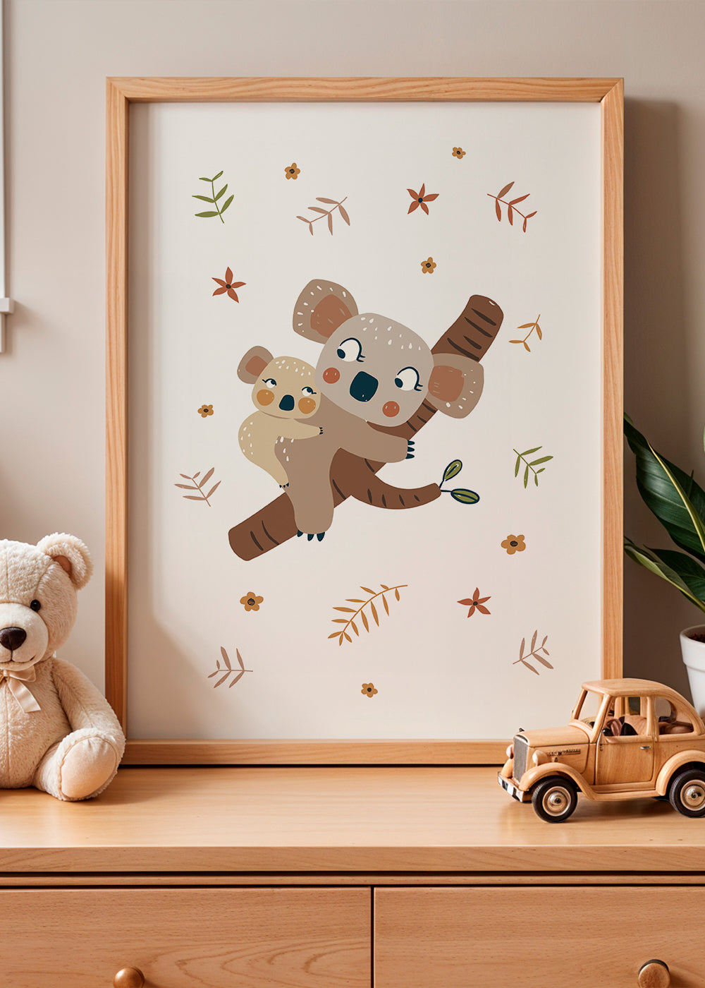 Barnposter med koalamamma och bebis