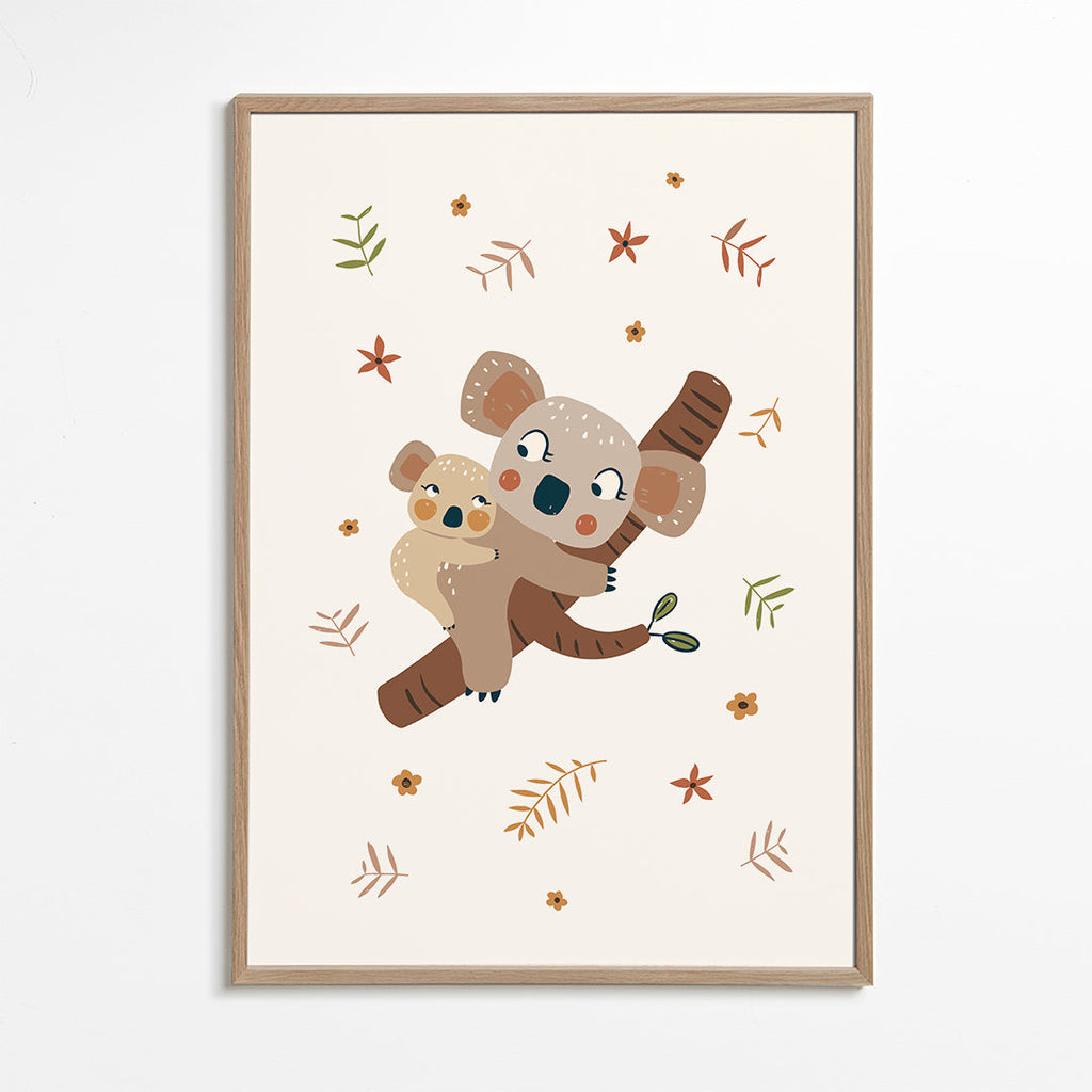 Barnposter med koalamamma och bebis