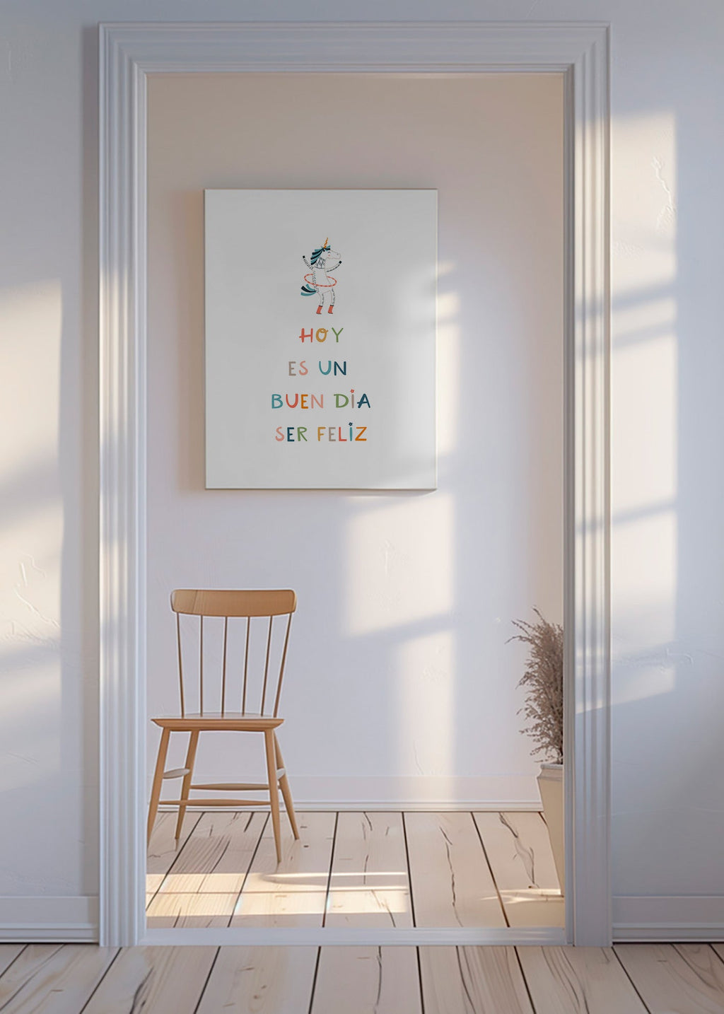 Barnposter med enhörning och typografiskt budskap
