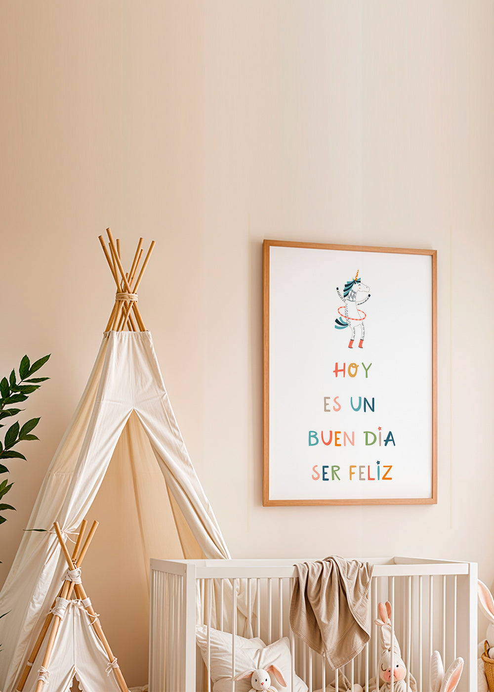 Barnposter med enhörning och typografiskt budskap