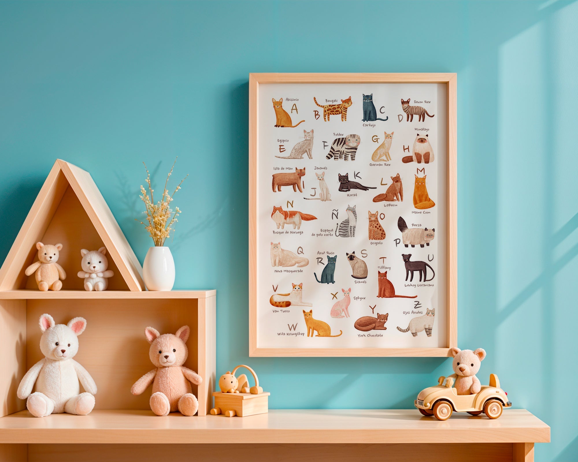 Barnposter Illustrerat kattalfabet