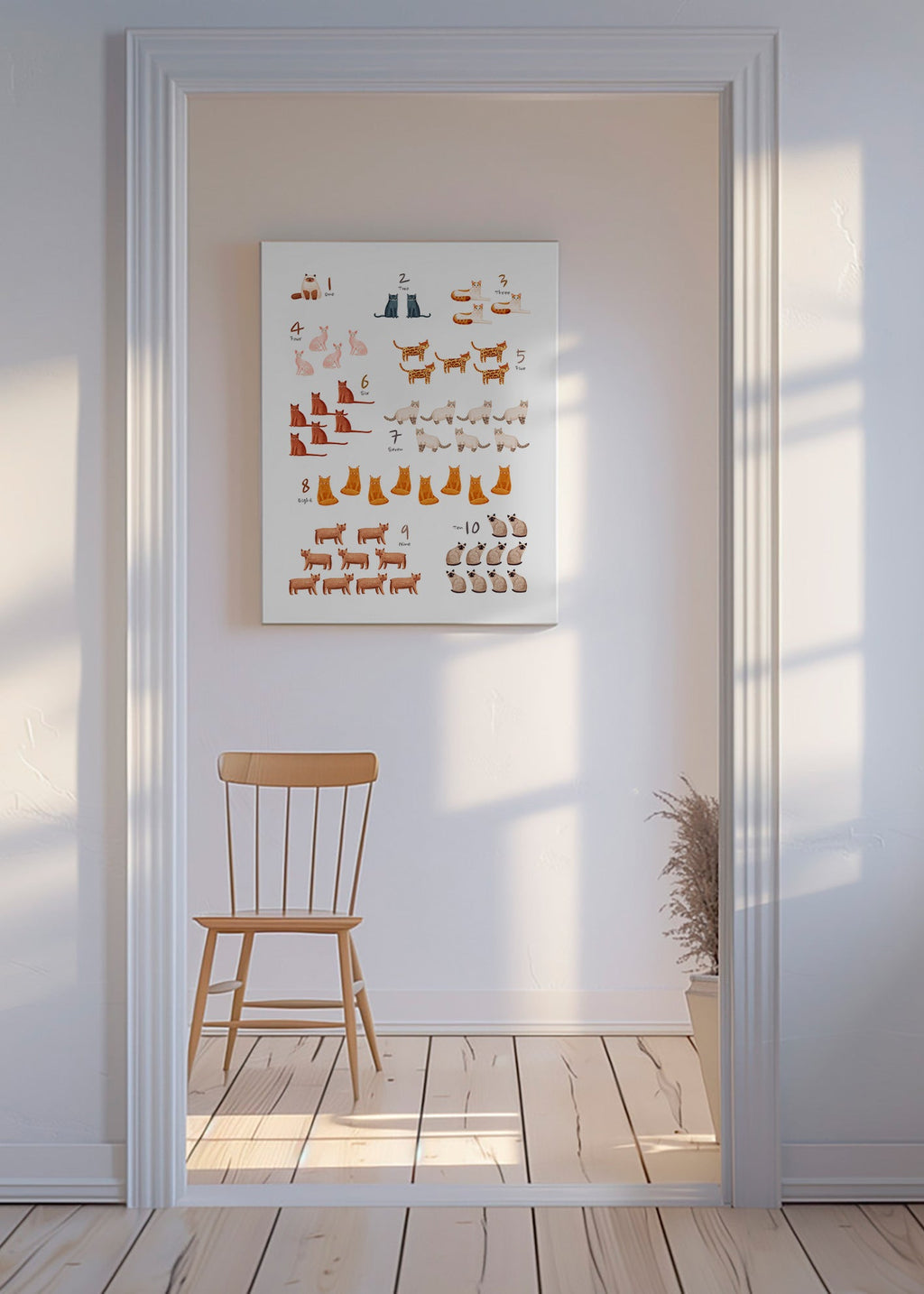 Barnposter siffror med illustrerade katter