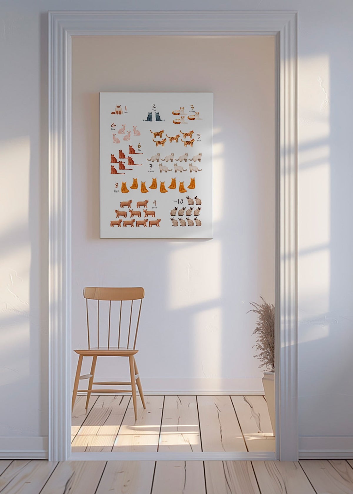 Barnposter siffror med illustrerade katter