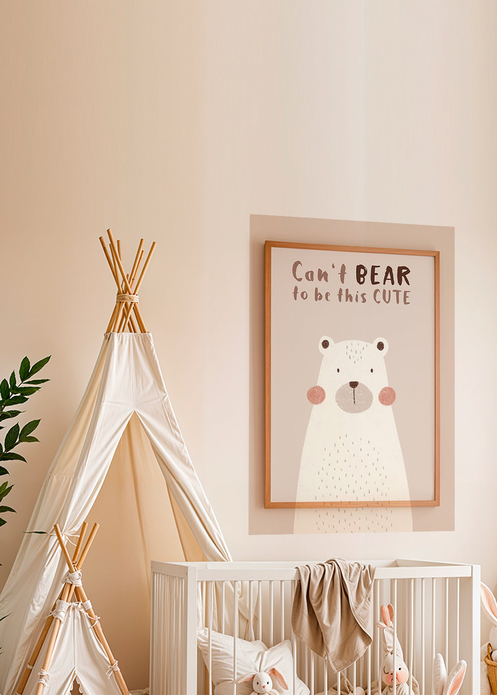 Barnposter: söt beige björn