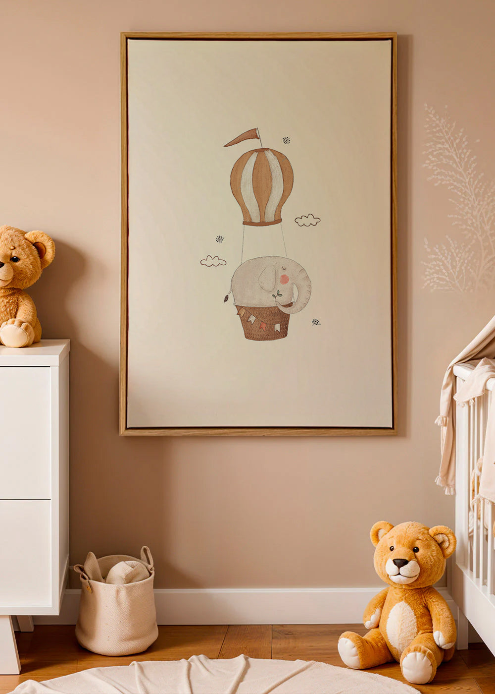 Barnposterst elefant i luftballong