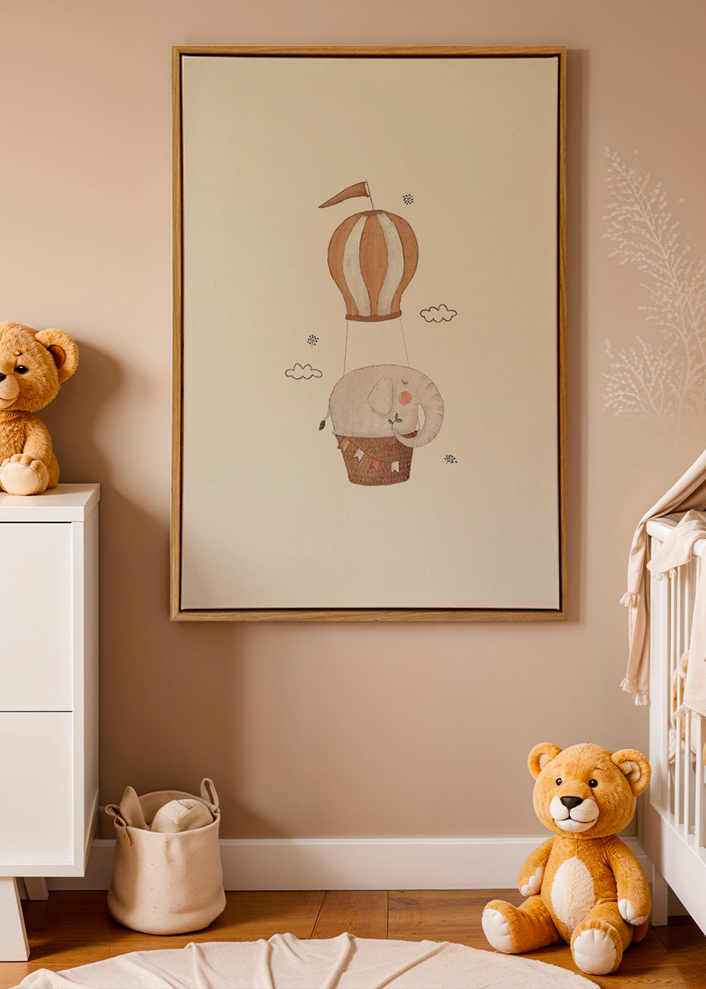 Barnposterst elefant i luftballong