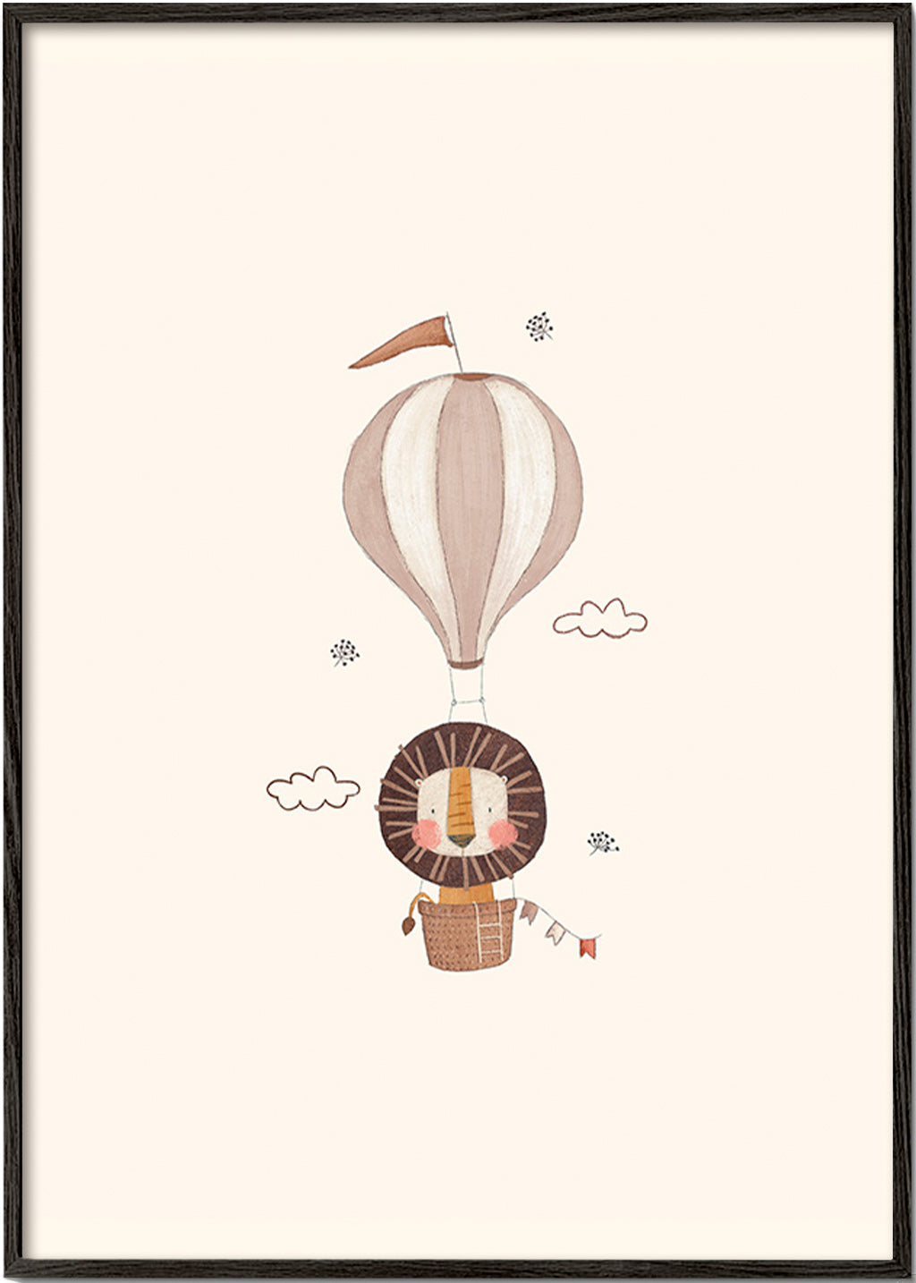 Barnposter: lejon i luftballong