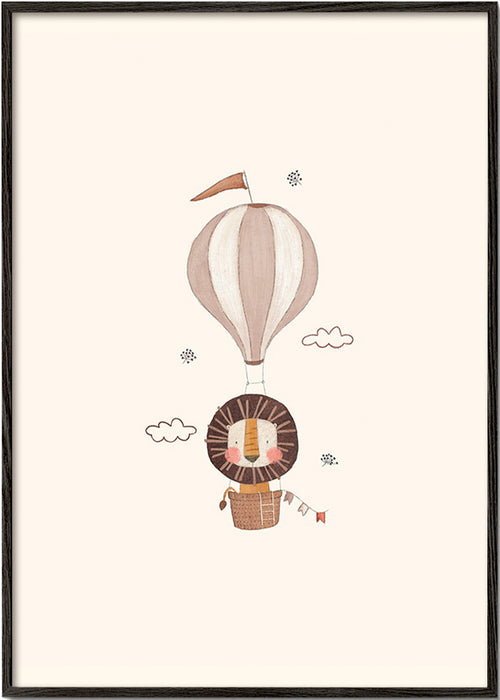 Barnposter: lejon i luftballong