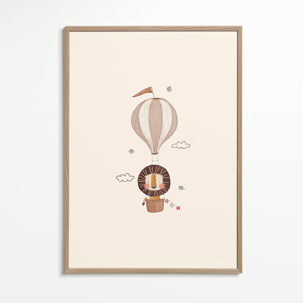 Barnposter: lejon i luftballong