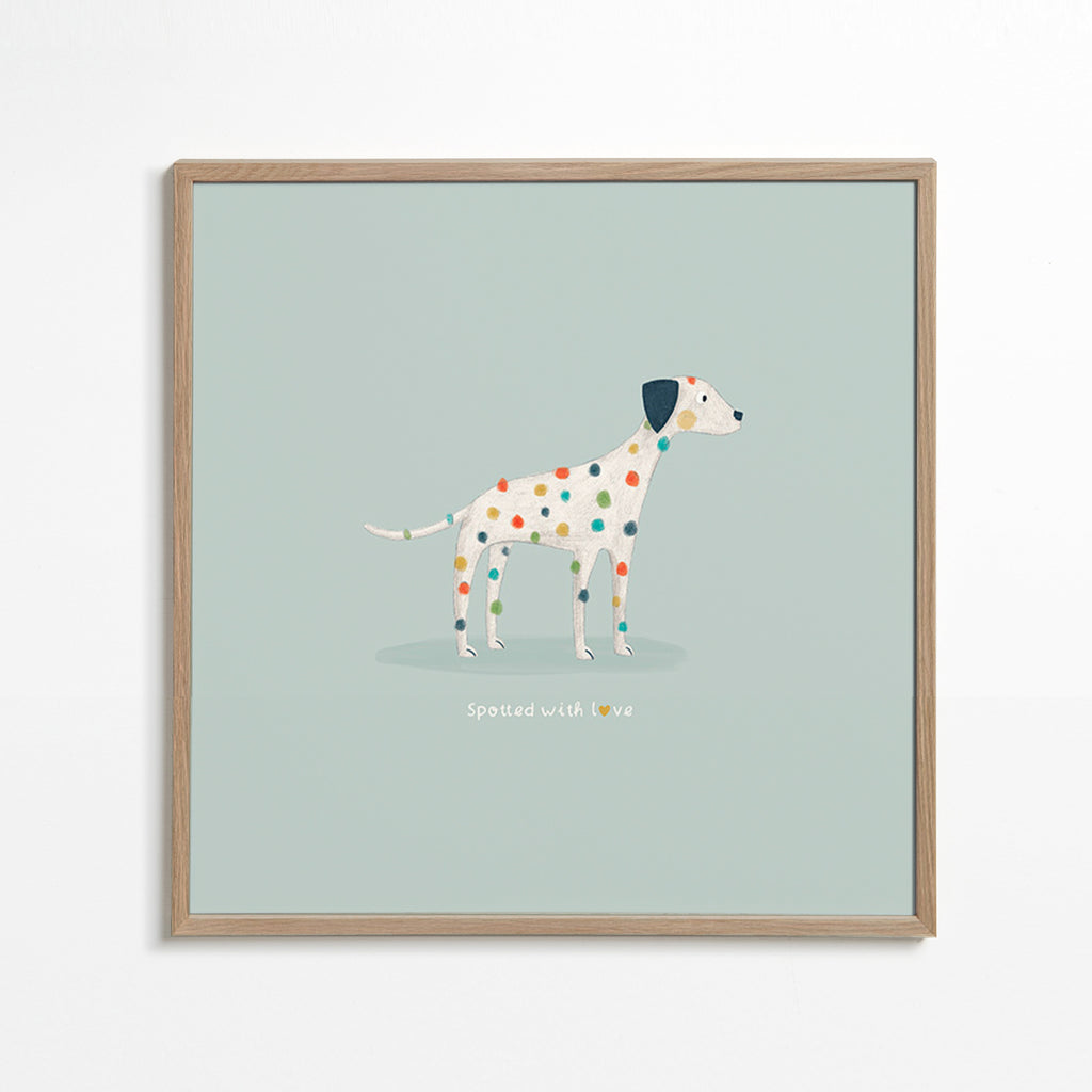 Dalmatinerillustration med färgglada prickar