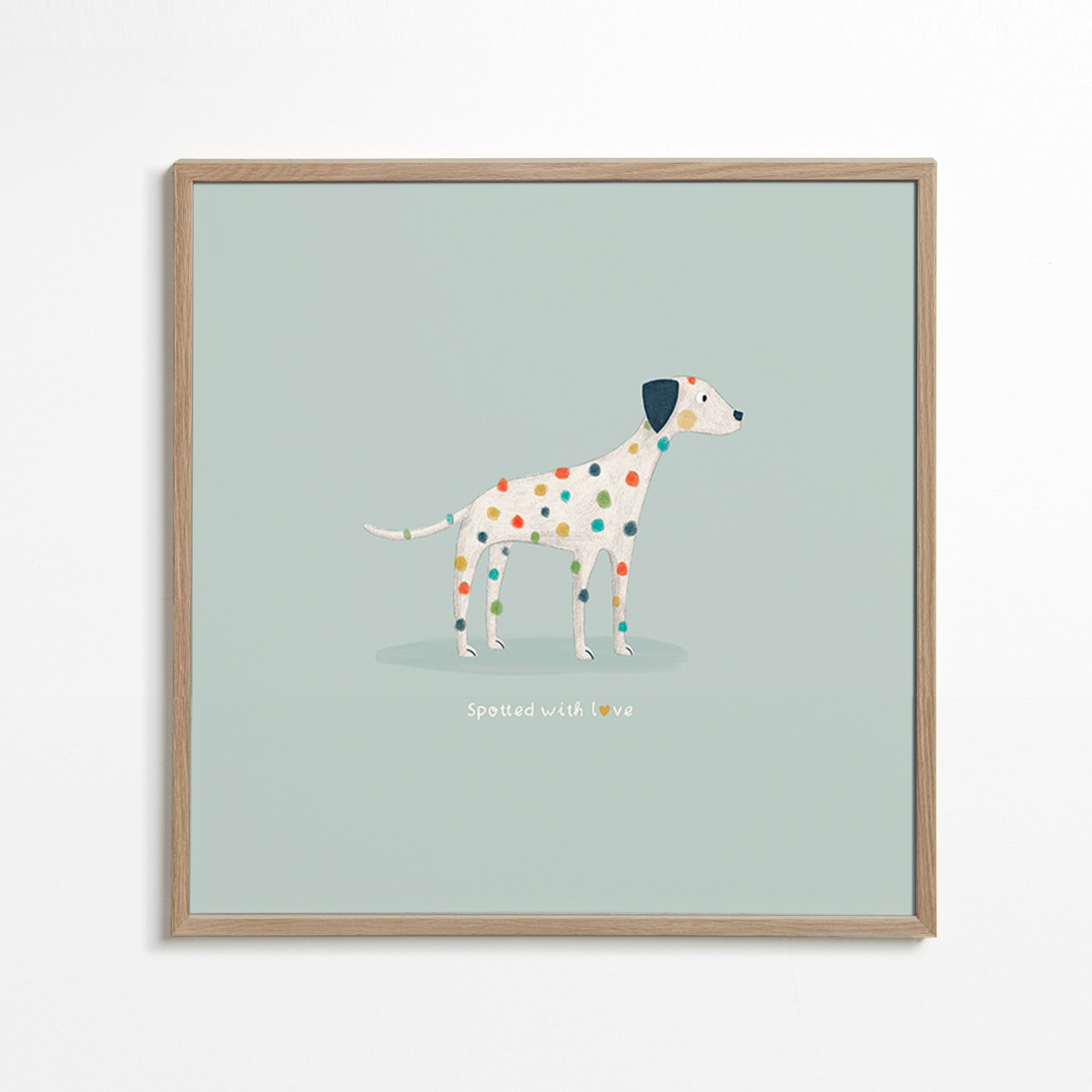 Dalmatinerillustration med färgglada prickar