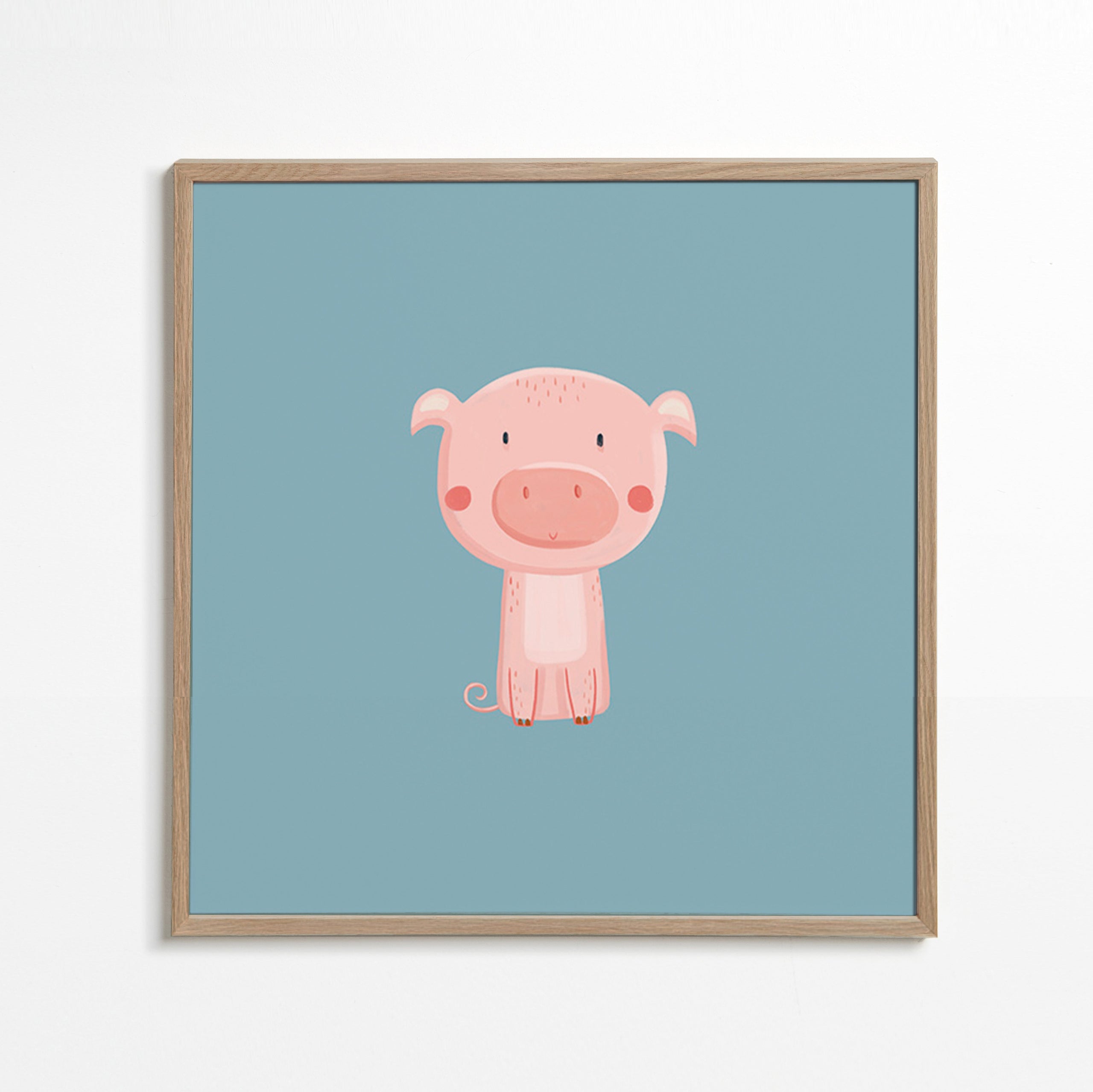 Barnposter med rosa griskulting centrerad