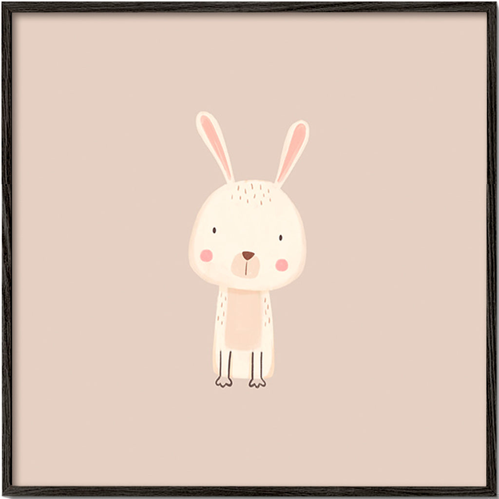 Barnposter kanin minimal beige bakgrund