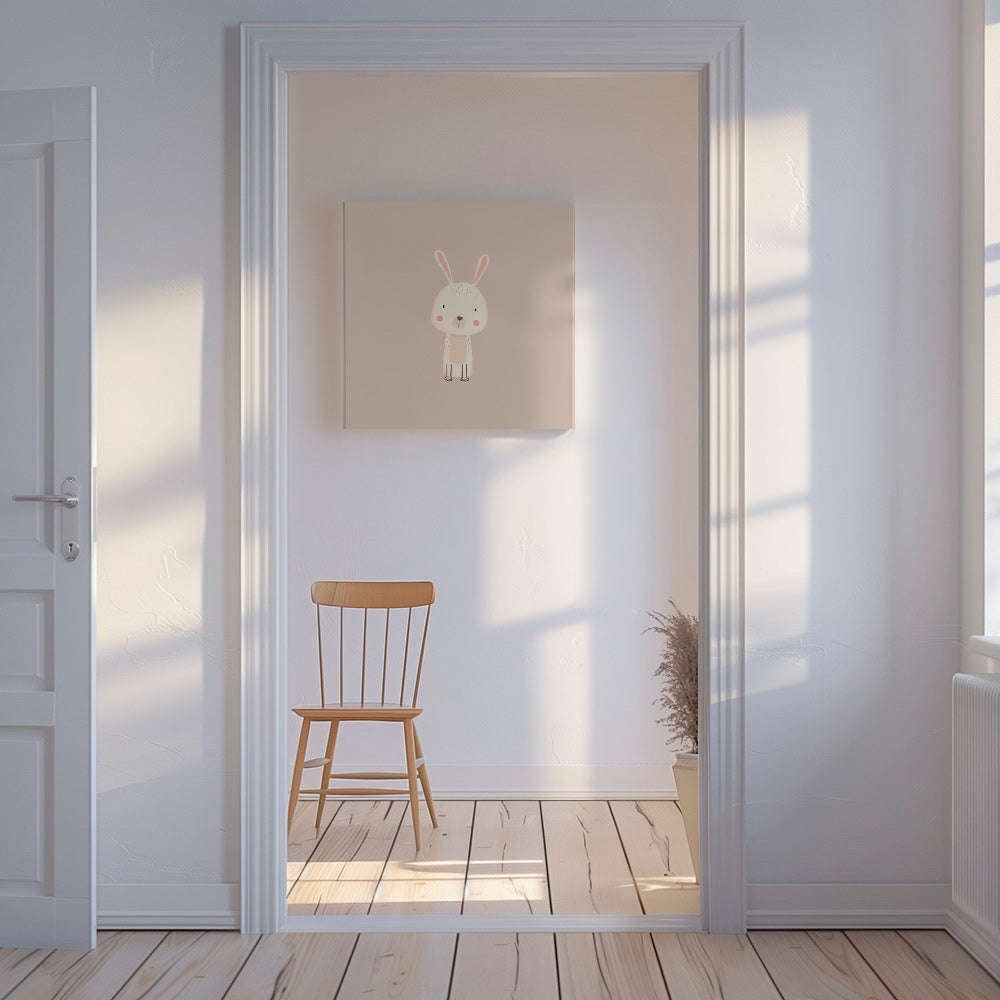Barnposter kanin minimal beige bakgrund