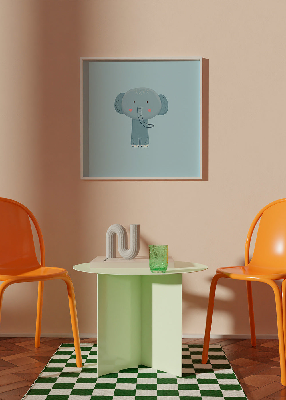 Barnposter med blå elefant