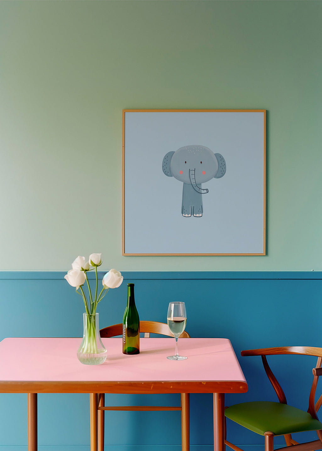 Barnposter med blå elefant