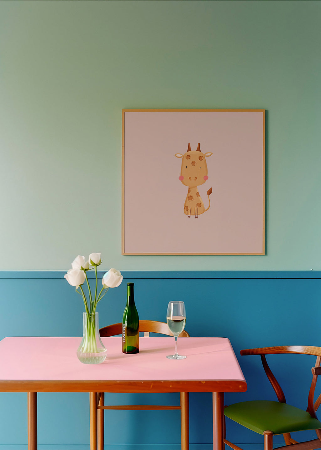 Barnposter med minimalistisk giraff