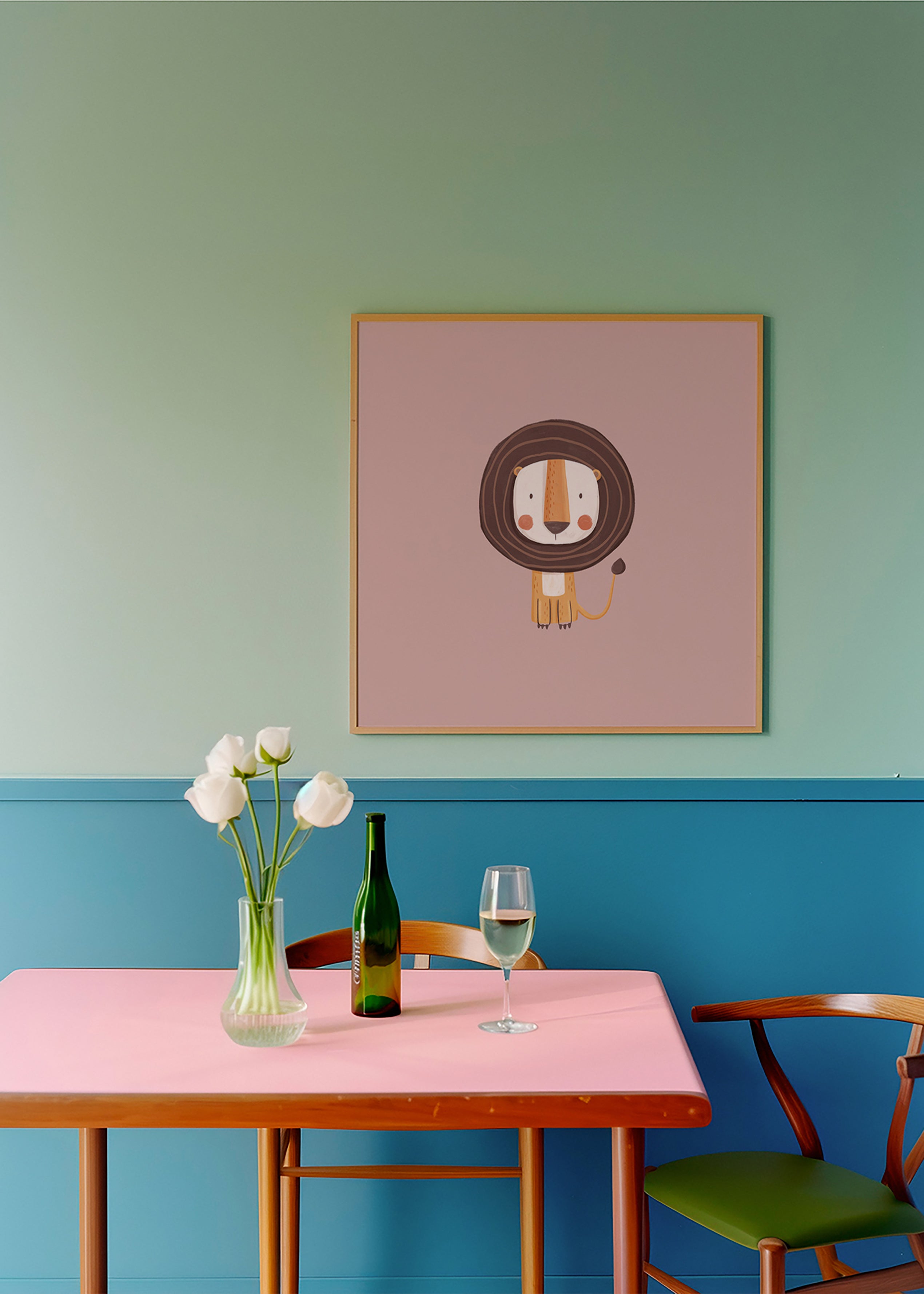 Barnposter: minimalistiskt lejon