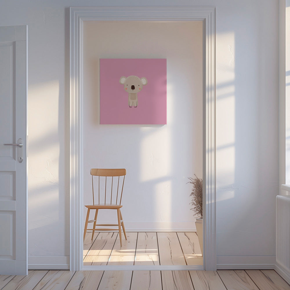 Barnposter: minimal rosa koala