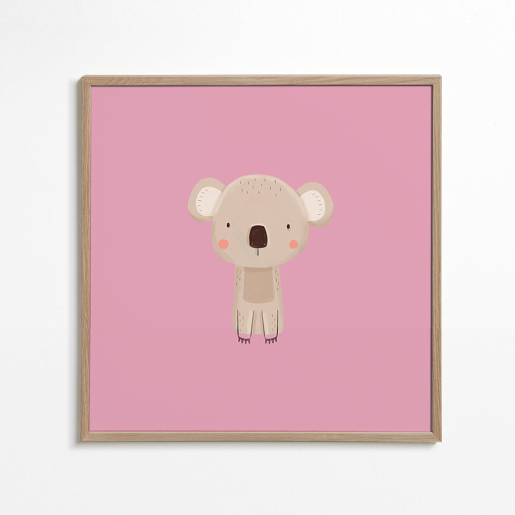 Barnposter: minimal rosa koala