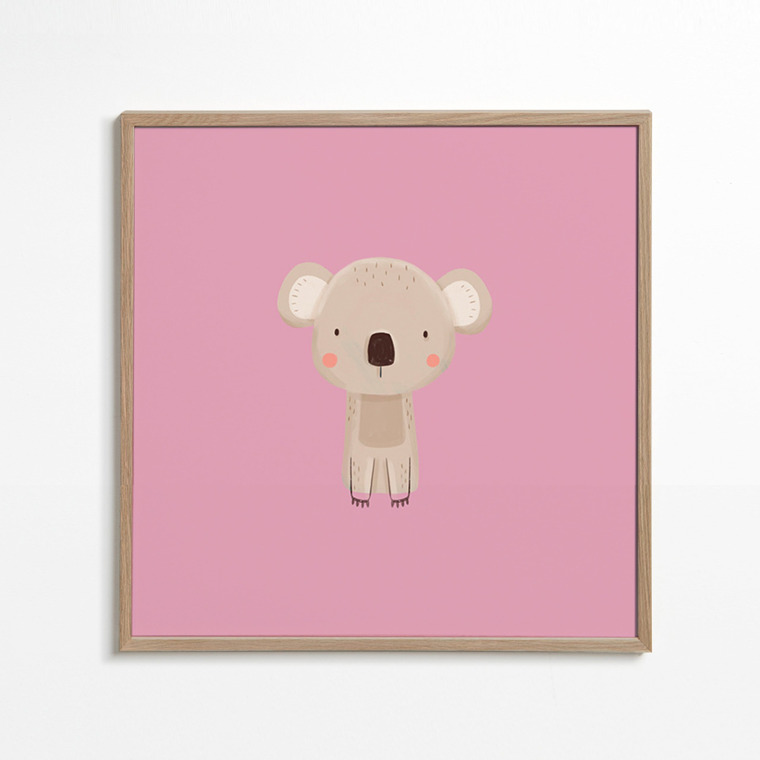 Barnposter: minimal rosa koala