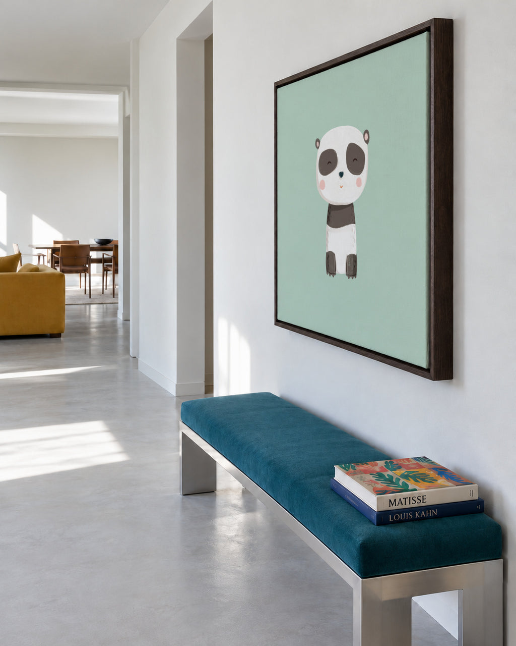 Panda bear - Framed canvas in an interior