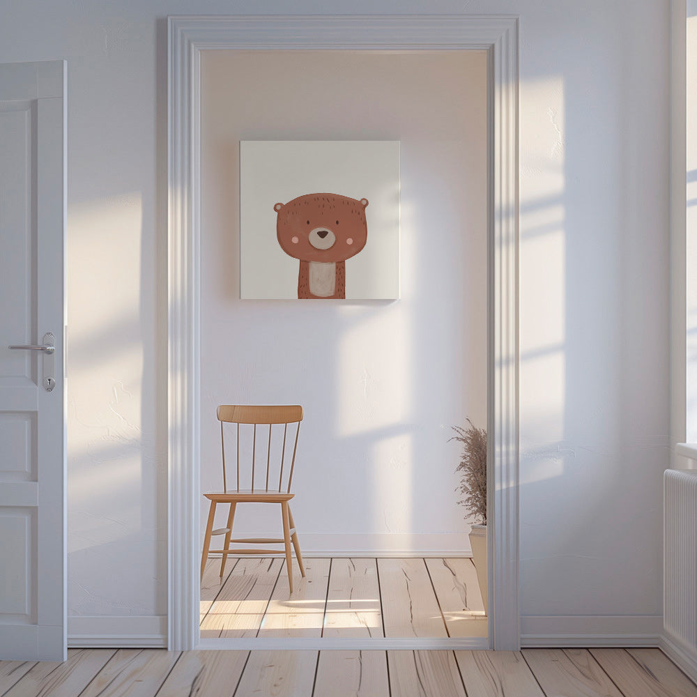 Barnposter söt björn på krämfärgad bakgrund