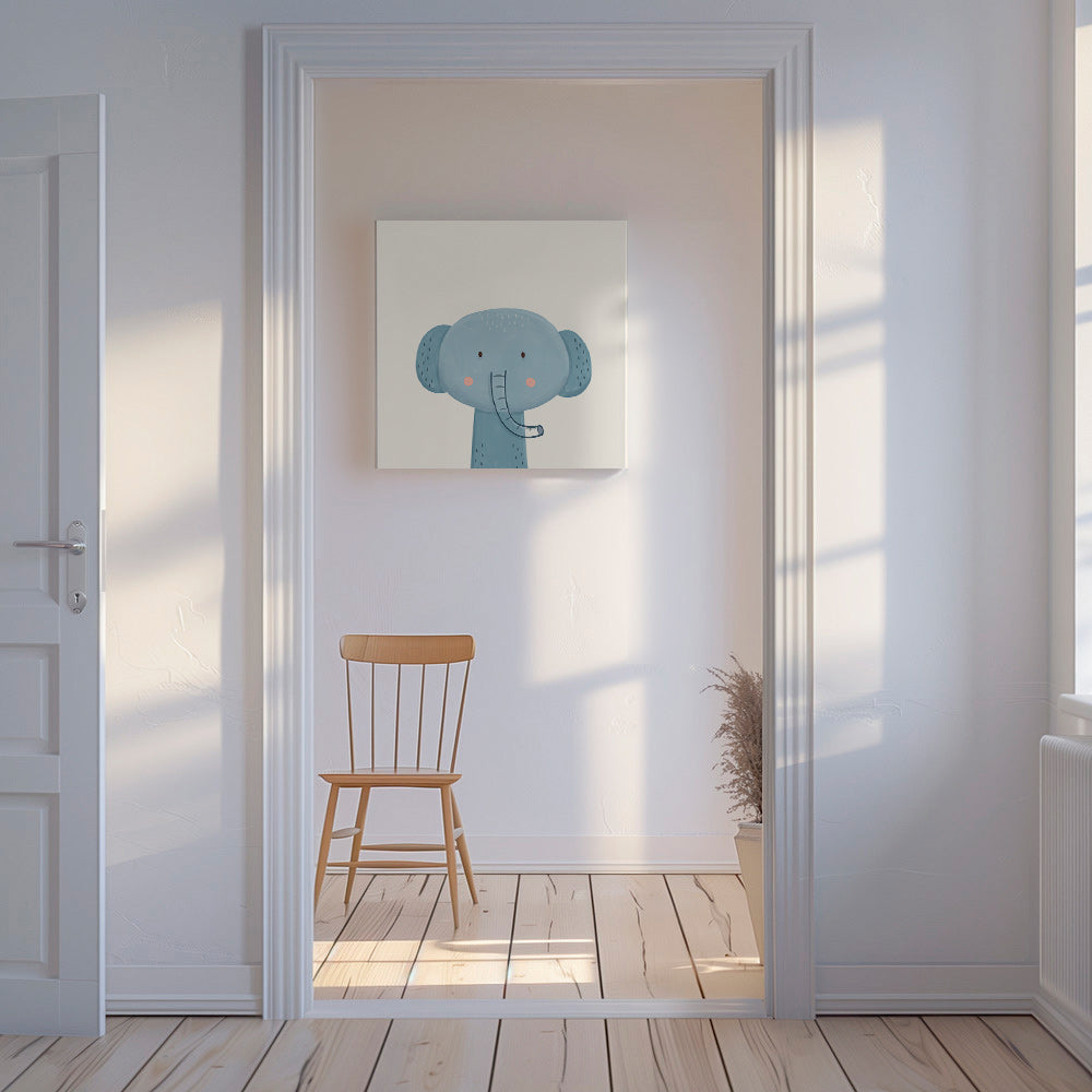 Barnposter blå elefant söt
