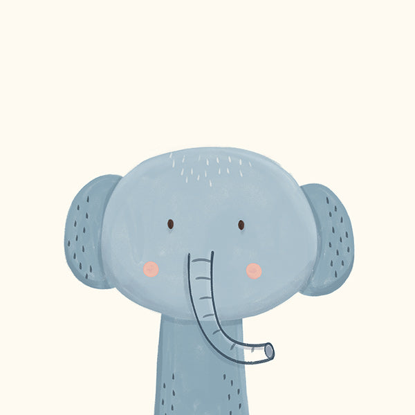 Barnposter blå elefant söt