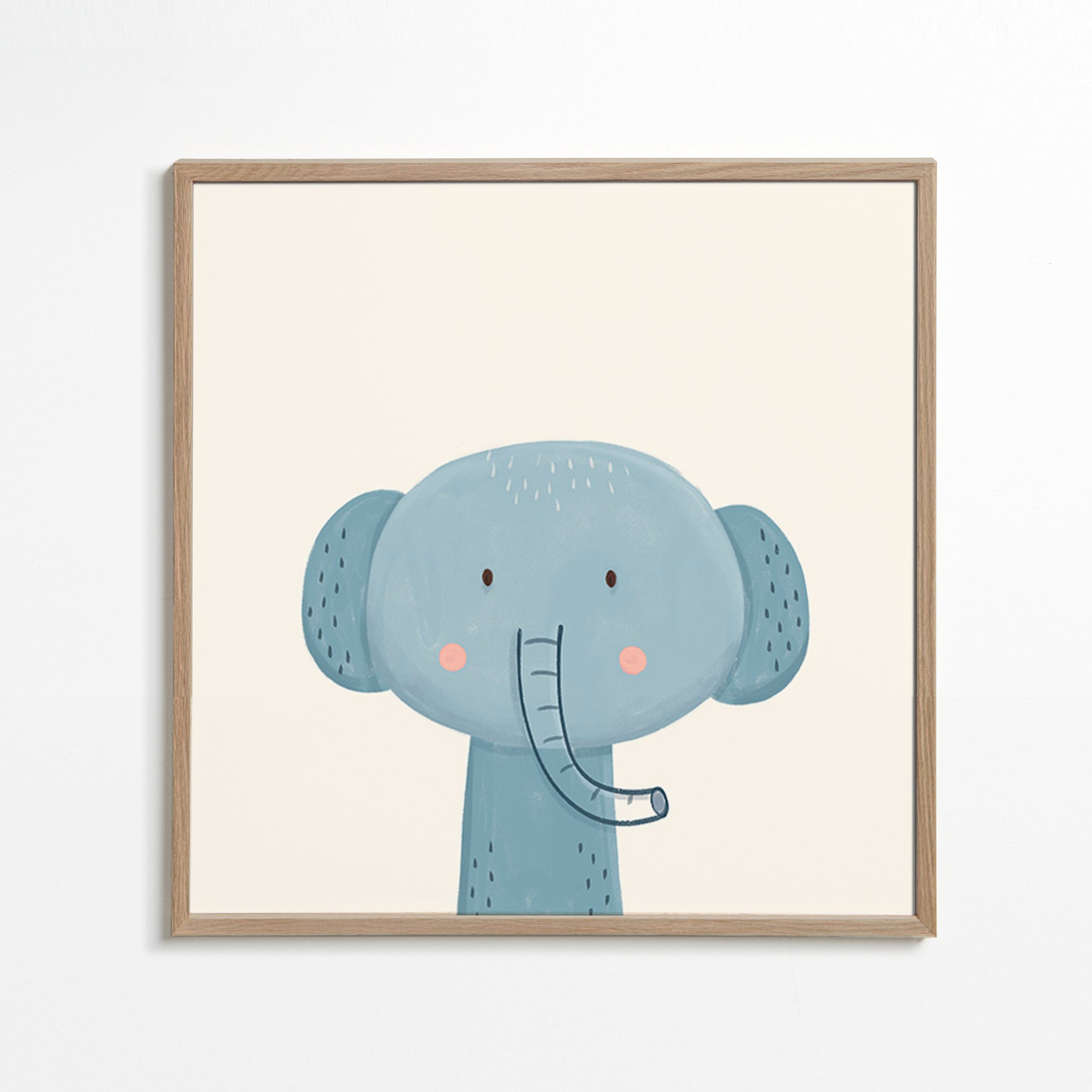 Barnposter blå elefant söt