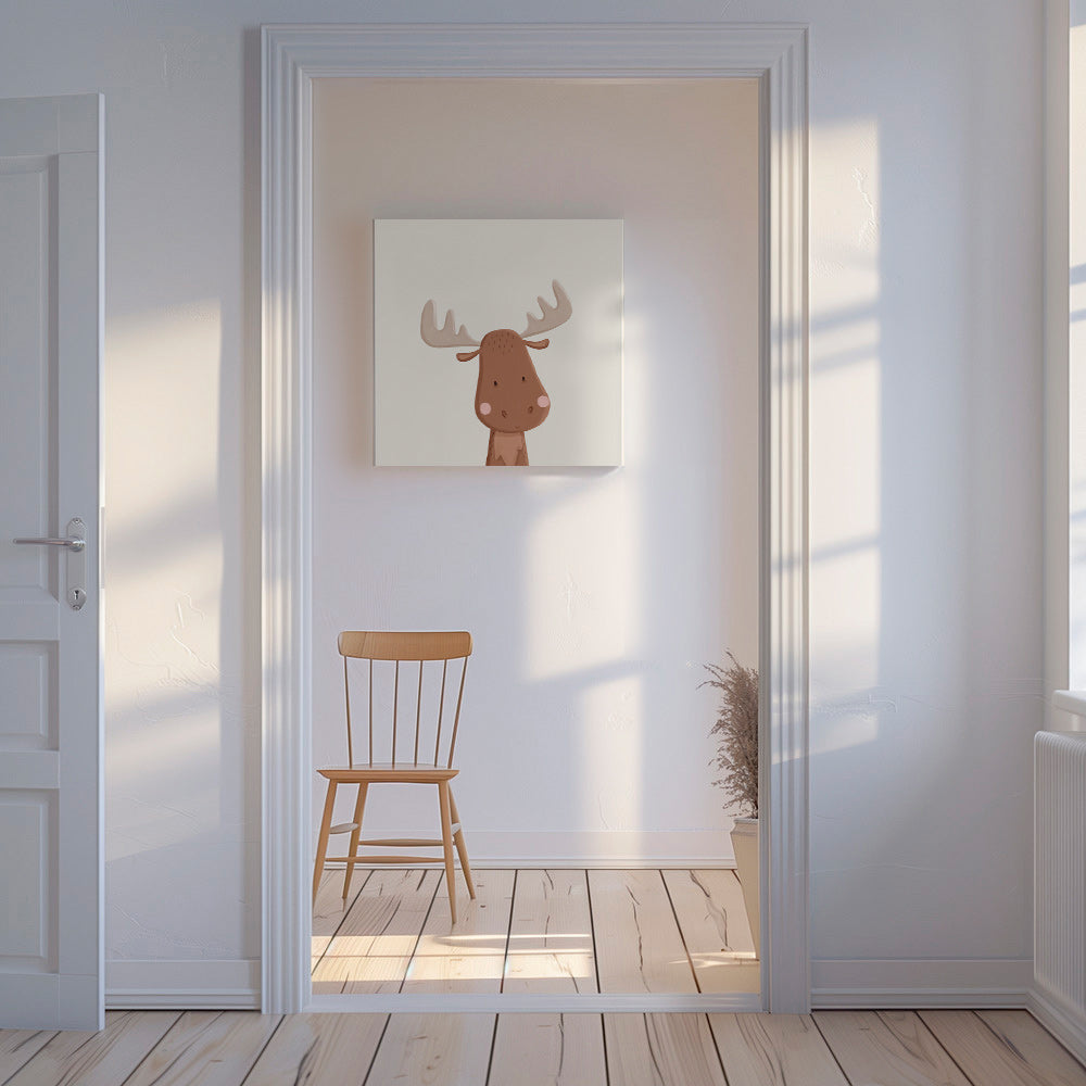 Älgillustration för barn med mjuk bakgrund