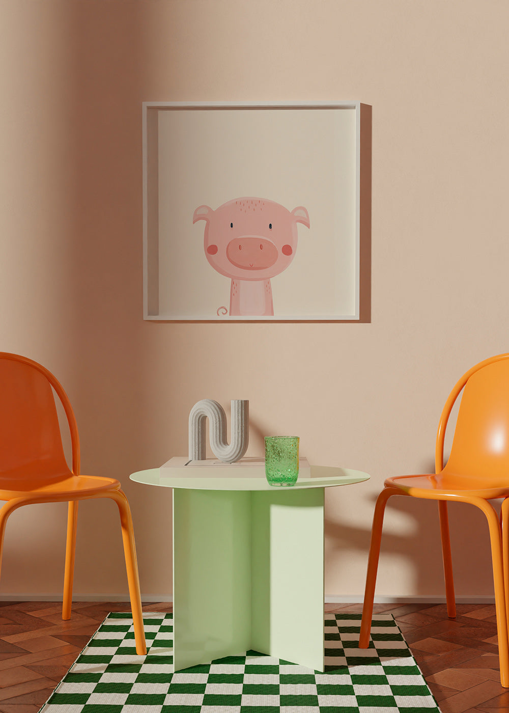 Barnposter med gulligt rosa griskult