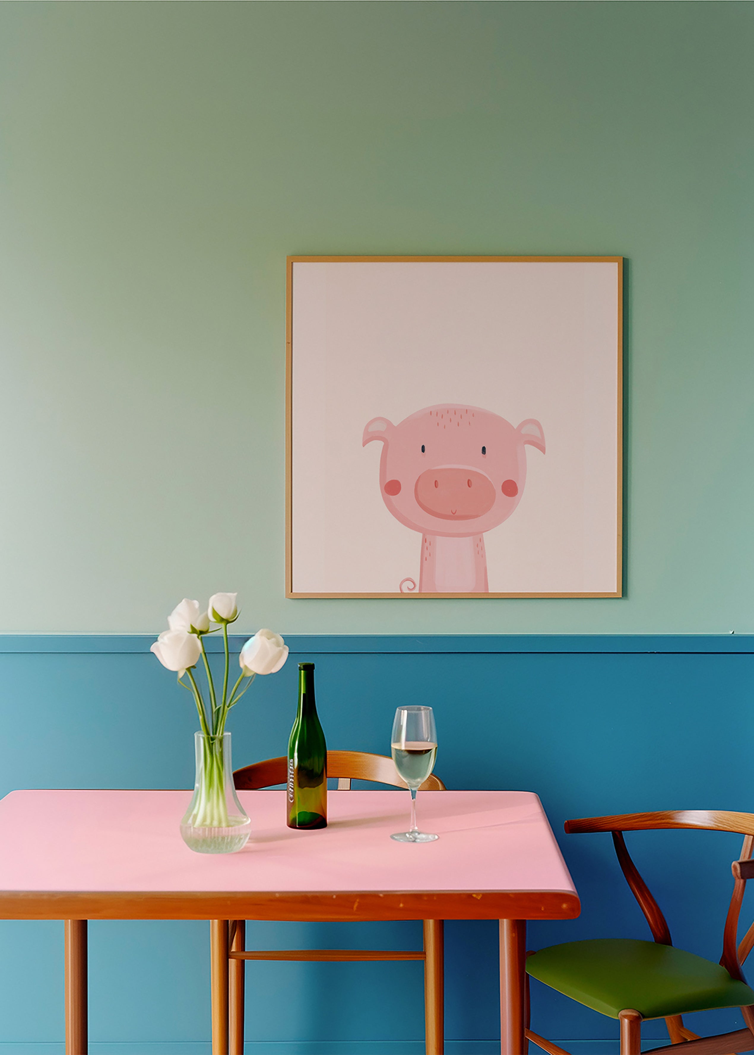 Barnposter med gulligt rosa griskult