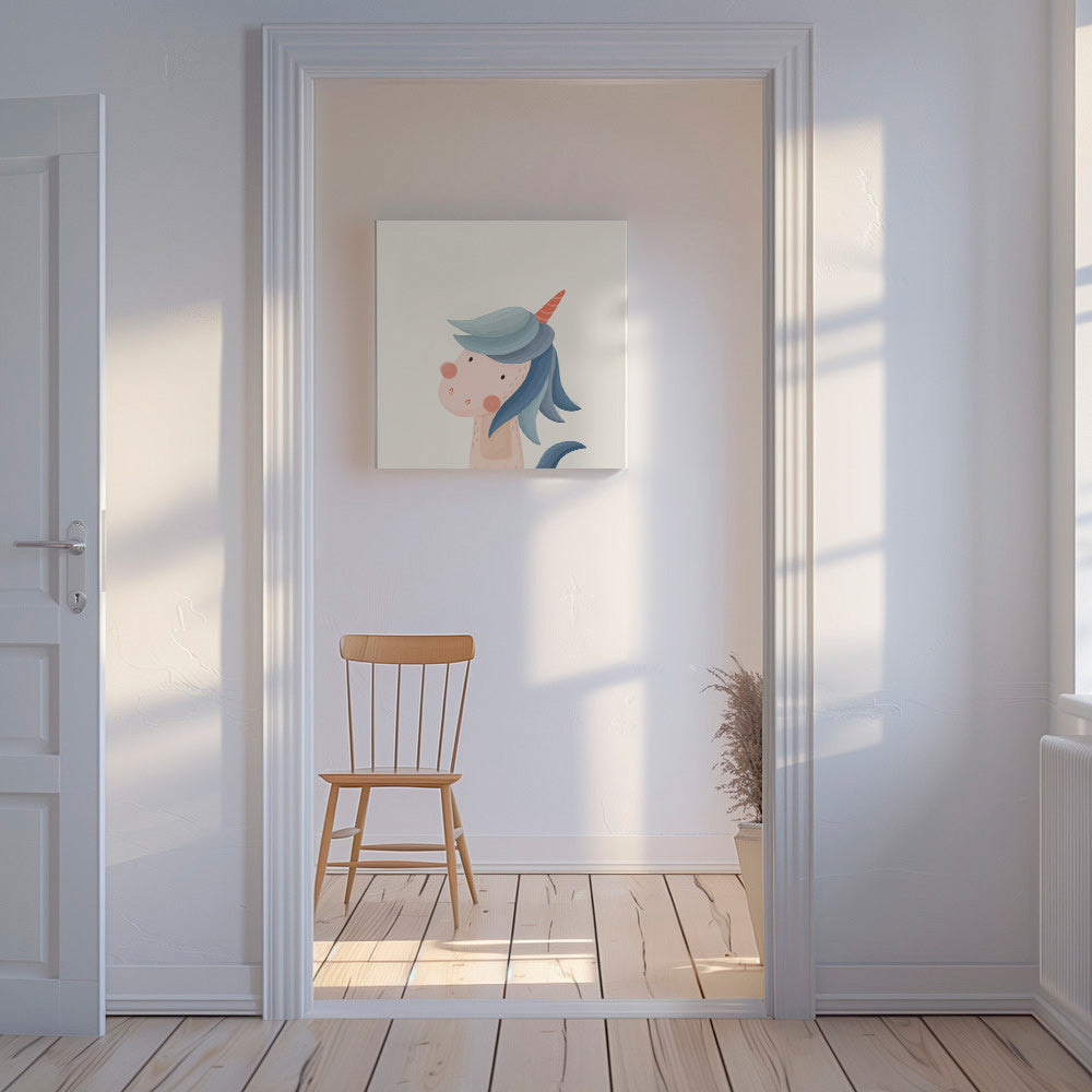 Barnposter söt blå enhörning