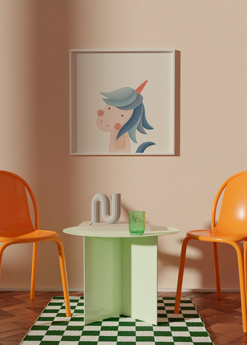 Barnposter söt blå enhörning