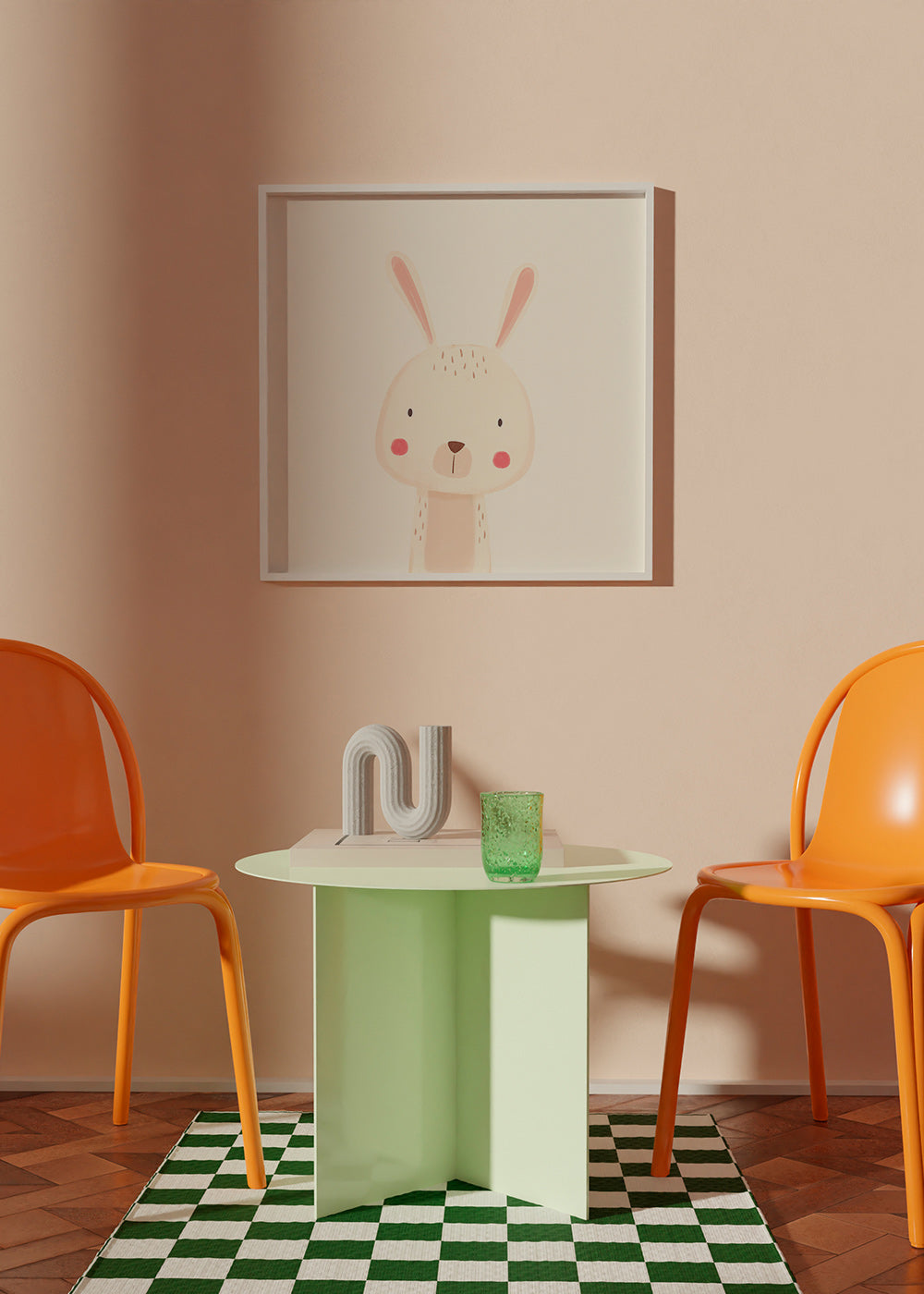Barnposter med gullig kanin