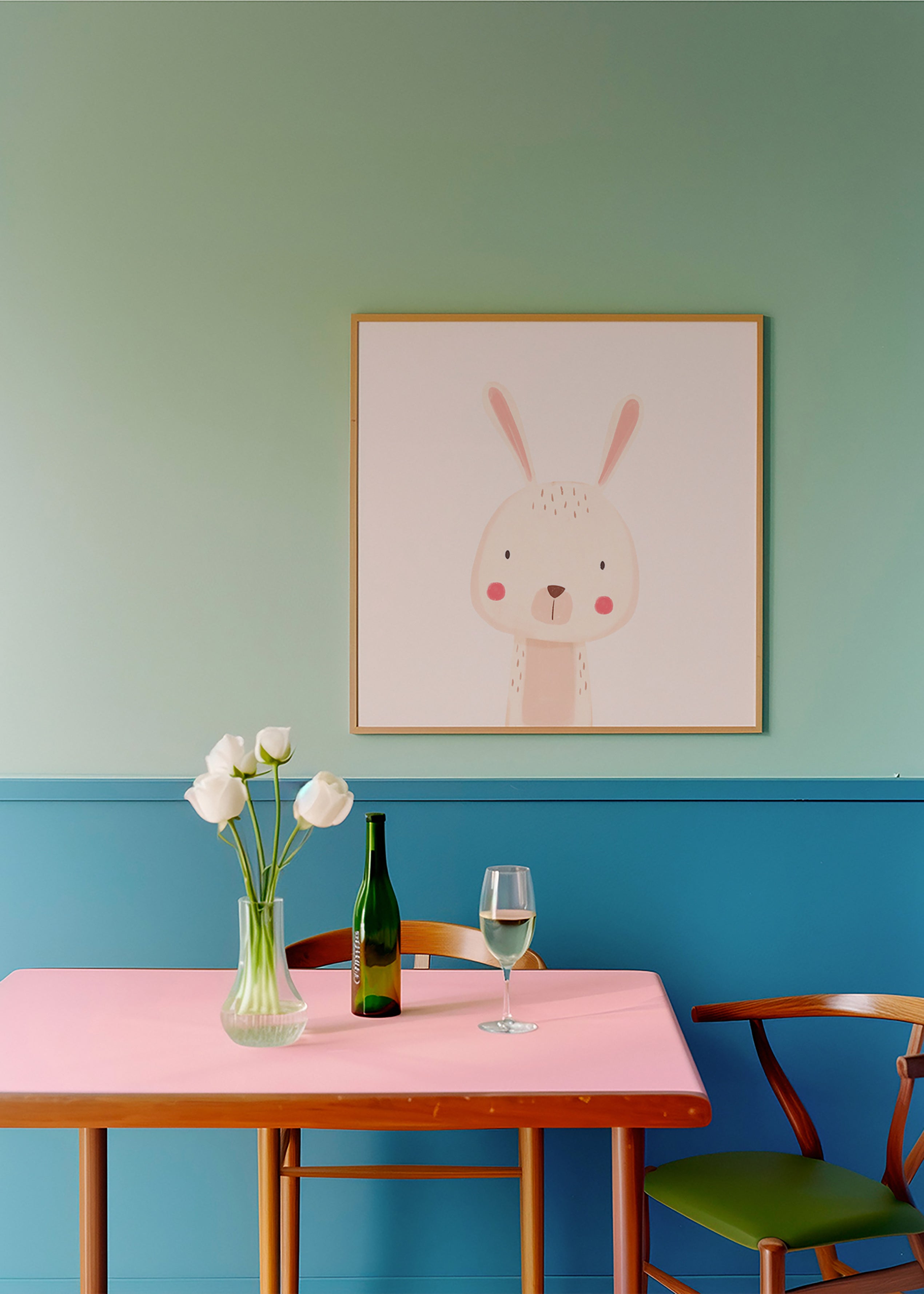 Barnposter med gullig kanin